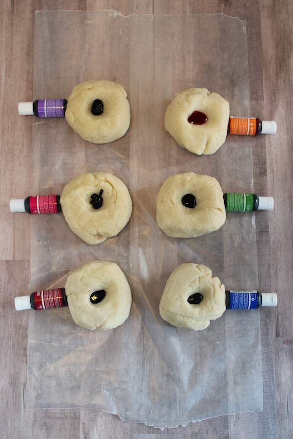 Playdough food coloring step