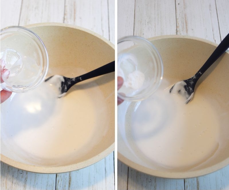 Butter Slime Prep - baking soda and contact solution