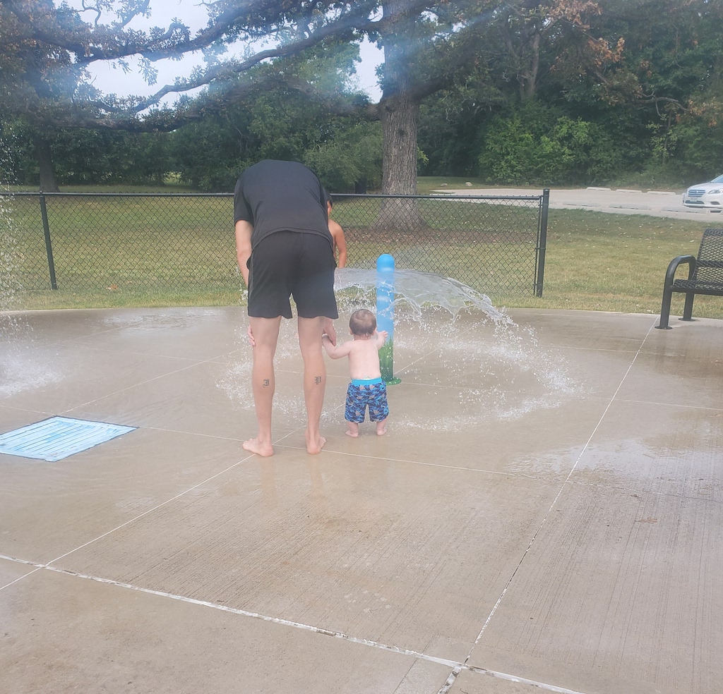 One year old activities - splash pad