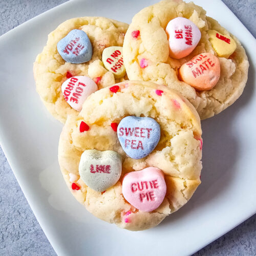 conversation hearts cookie recipe card image