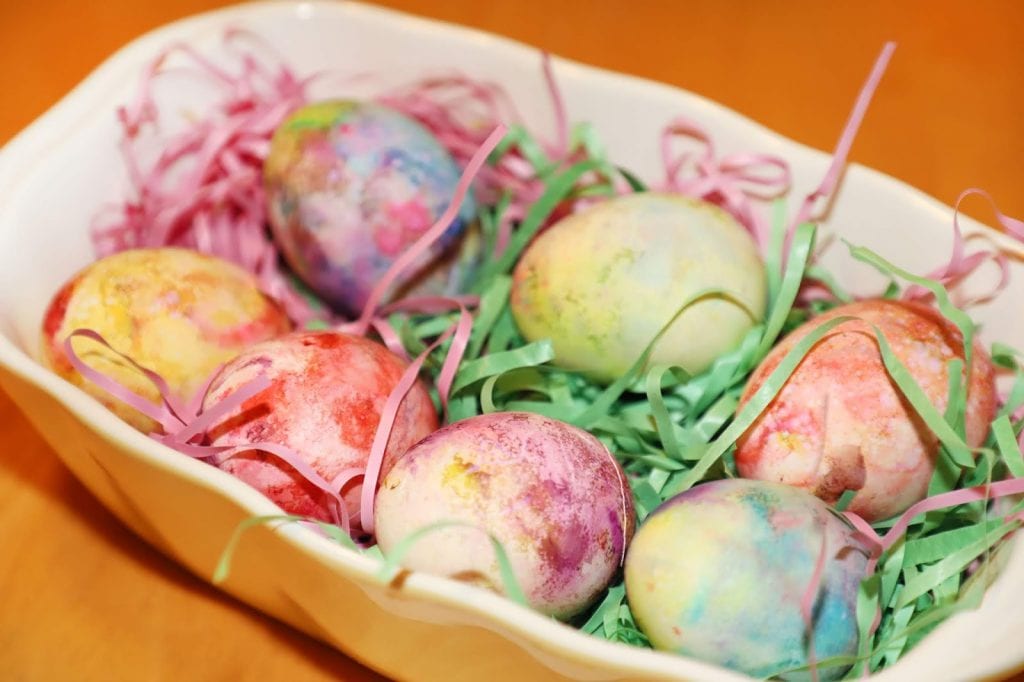 Rainbow Whipped Cream Dyed Easter Eggs