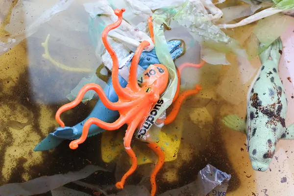 Ocean Pollution For Kids Sensory Bin Idea