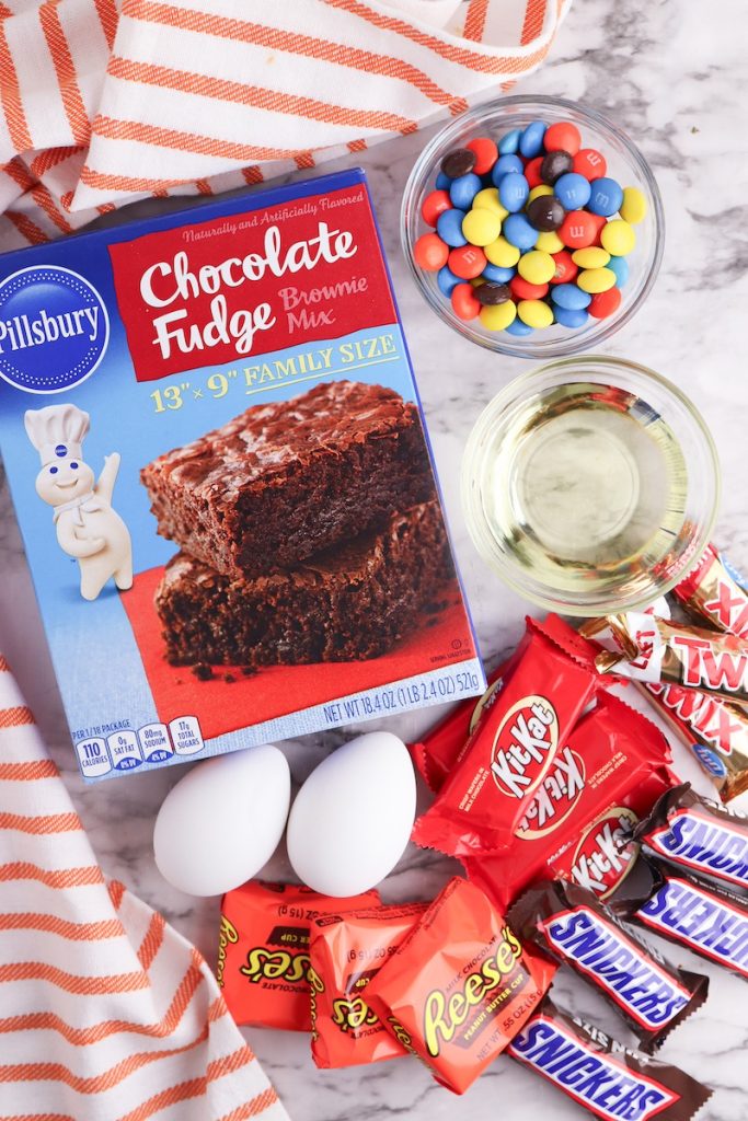 Leftover Candy Brownies - ingredients list