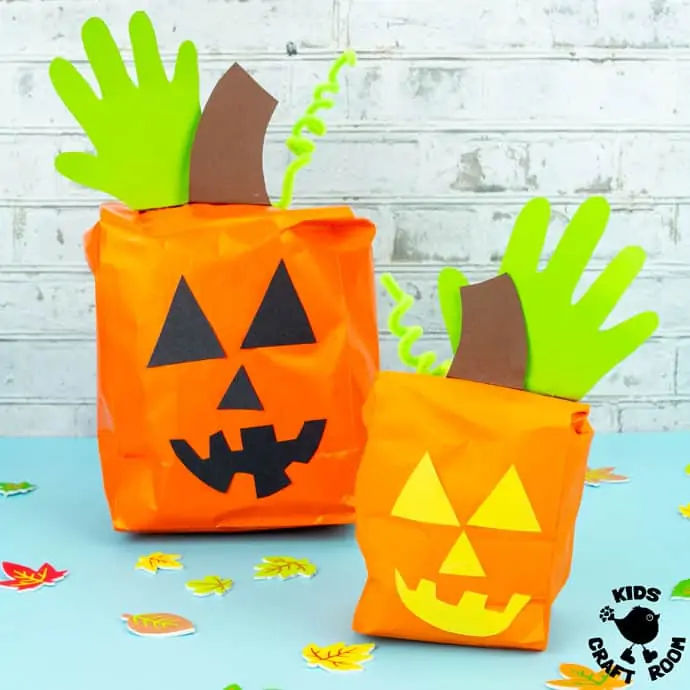 Handprint and Paper Bag Pumpkins