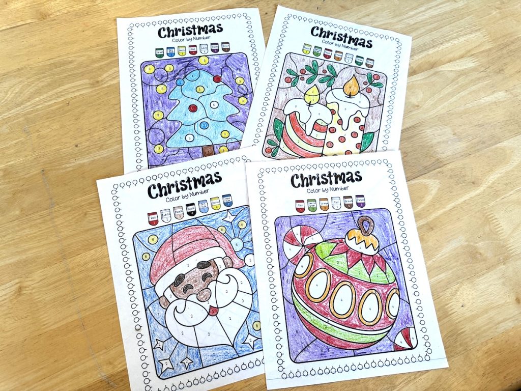 colored in christmas coloring pages