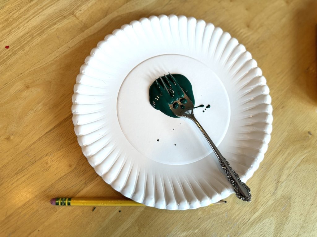 step 2 - dip the fork into paint