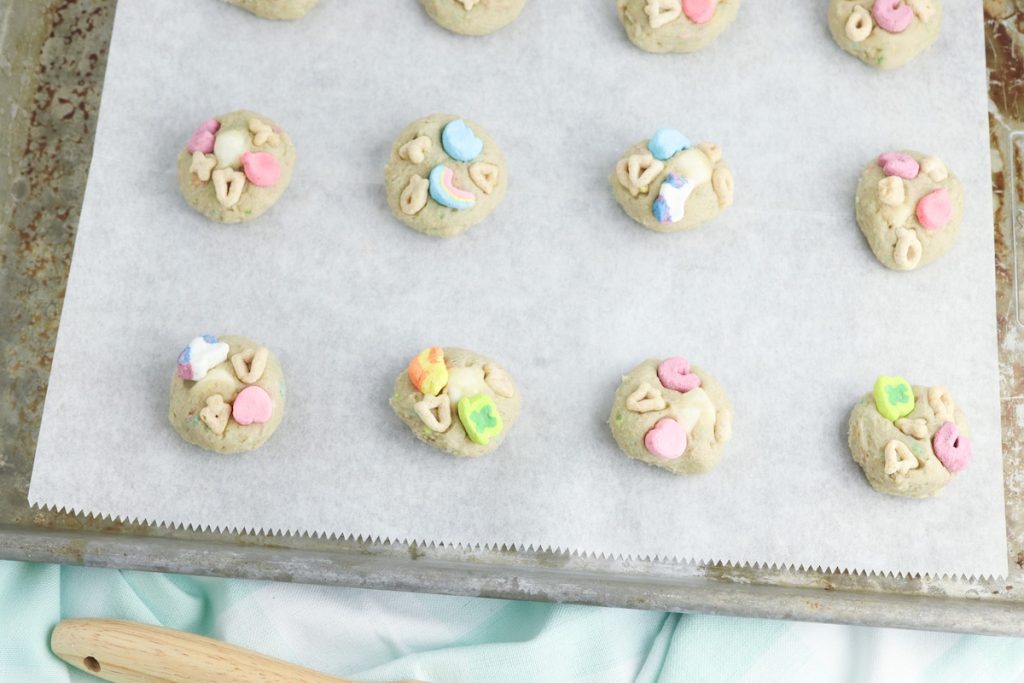 scoop cookies on to baking sheet